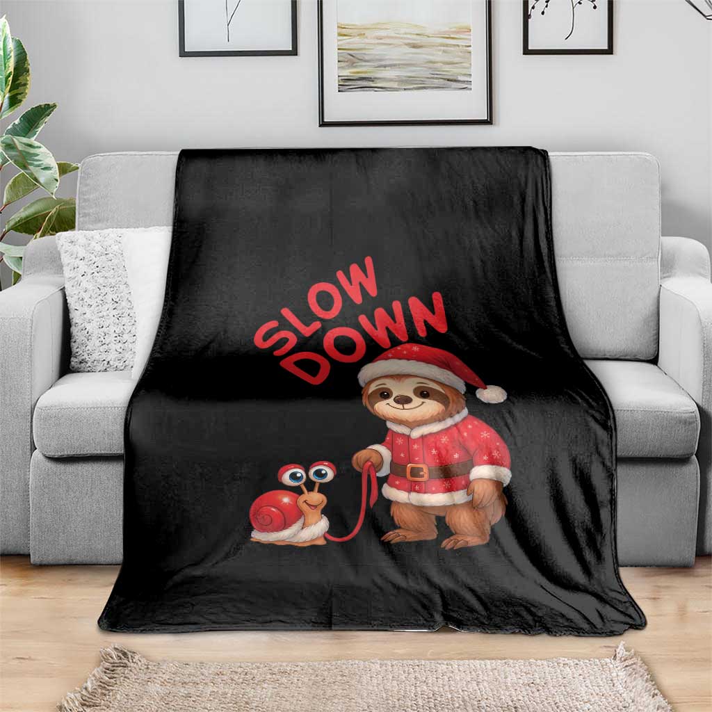 Funny Sloth Snail Christmas Throw Blanket Slow Down Xmas - Wonder Print Shop