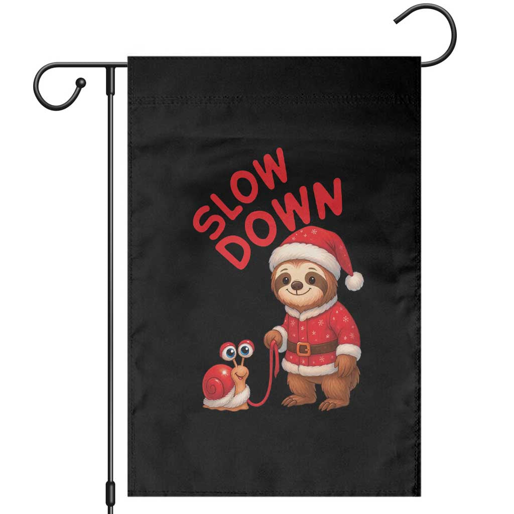 Funny Sloth Snail Christmas Garden Flag Slow Down Xmas - Wonder Print Shop