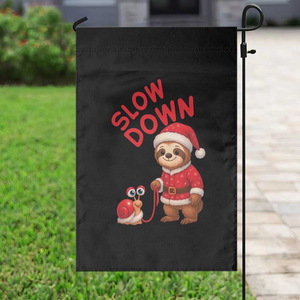 Funny Sloth Snail Christmas Garden Flag Slow Down Xmas - Wonder Print Shop