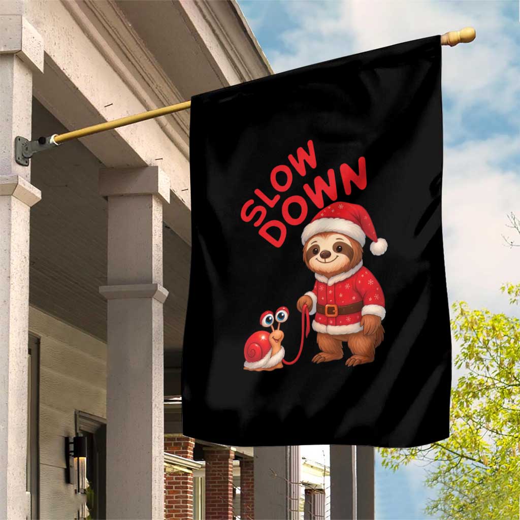 Funny Sloth Snail Christmas Garden Flag Slow Down Xmas - Wonder Print Shop