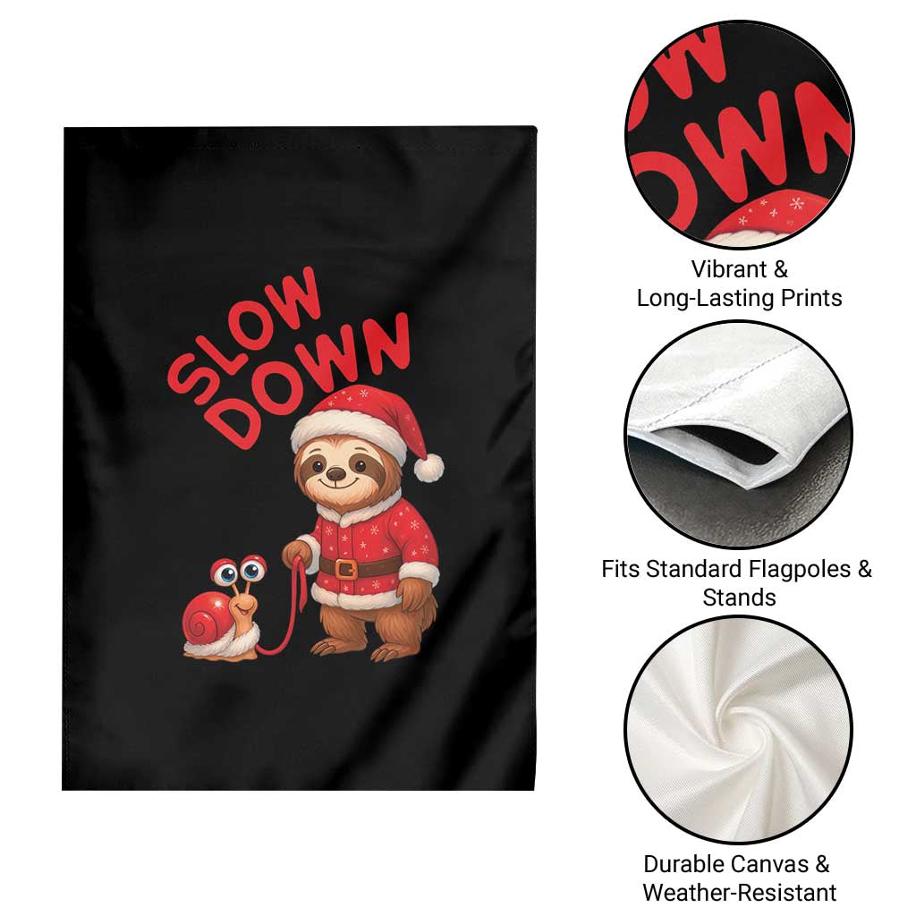 Funny Sloth Snail Christmas Garden Flag Slow Down Xmas - Wonder Print Shop