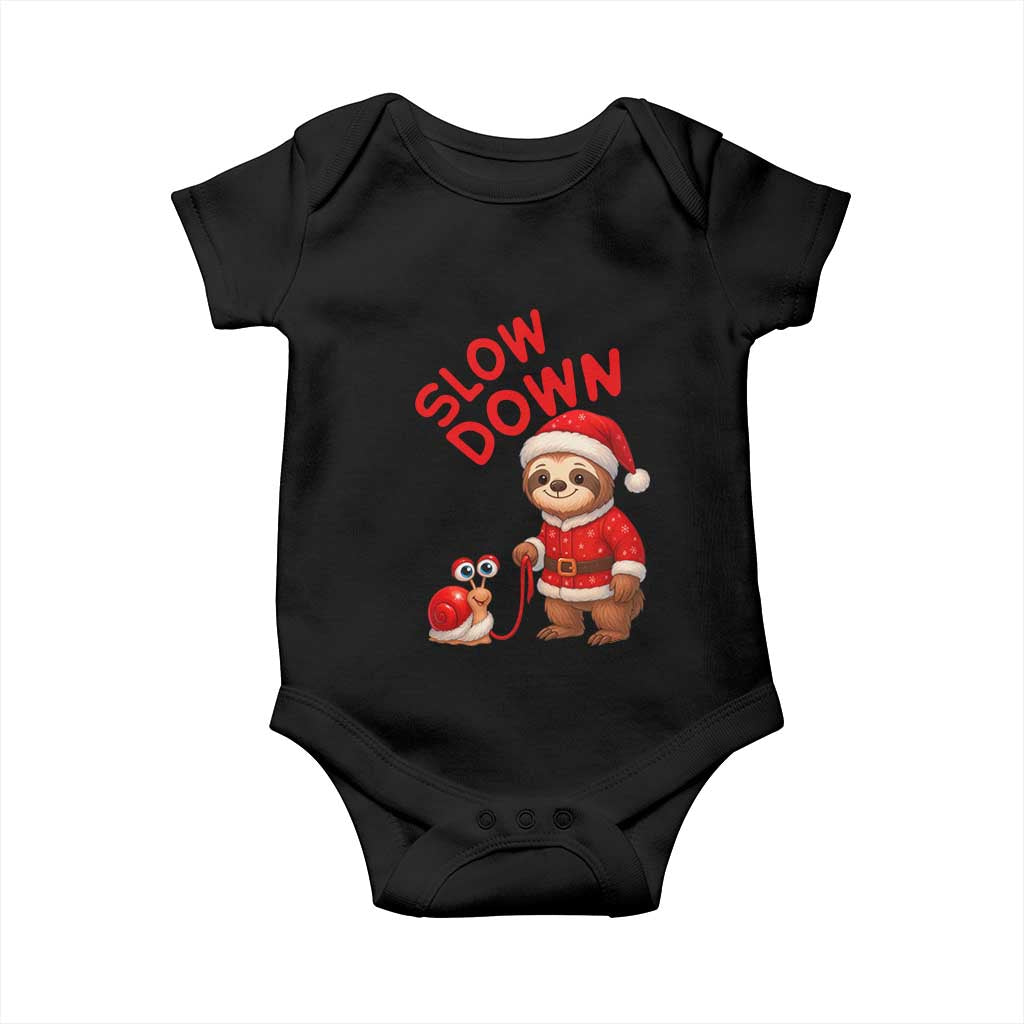 Funny Sloth Snail Christmas Baby Onesie Slow Down Xmas - Wonder Print Shop