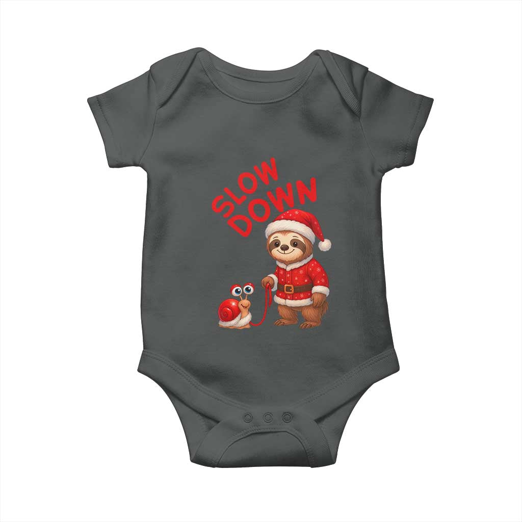 Funny Sloth Snail Christmas Baby Onesie Slow Down Xmas - Wonder Print Shop