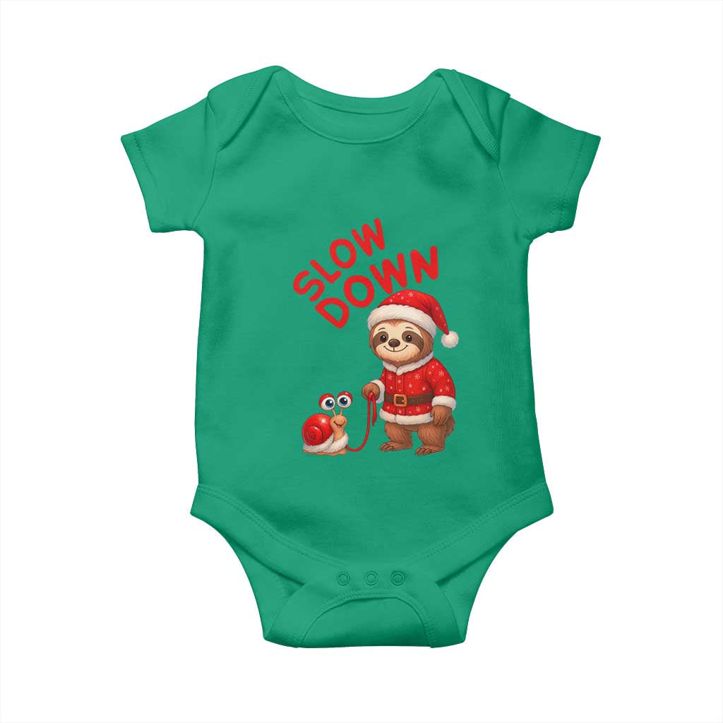 Funny Sloth Snail Christmas Baby Onesie Slow Down Xmas - Wonder Print Shop