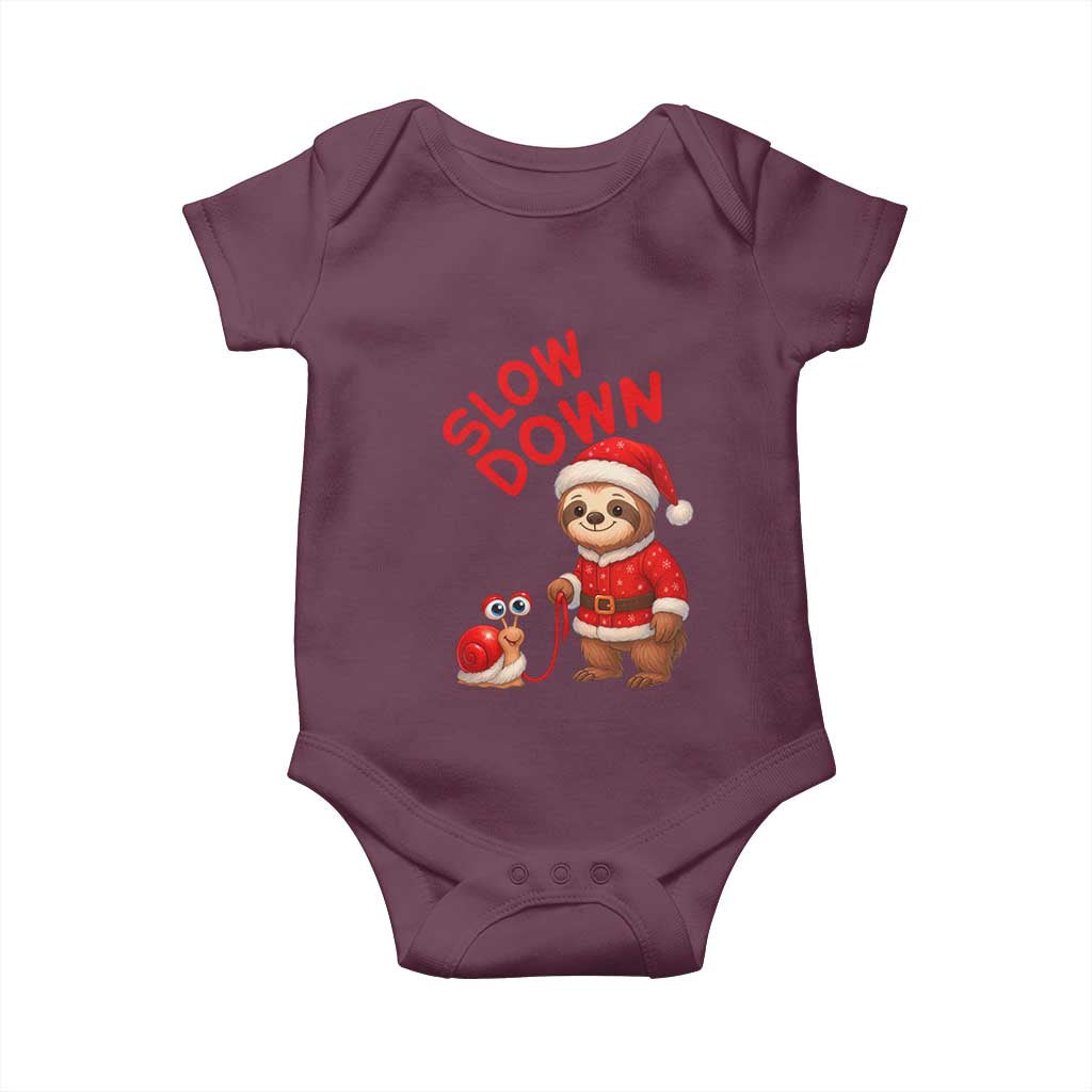 Funny Sloth Snail Christmas Baby Onesie Slow Down Xmas - Wonder Print Shop