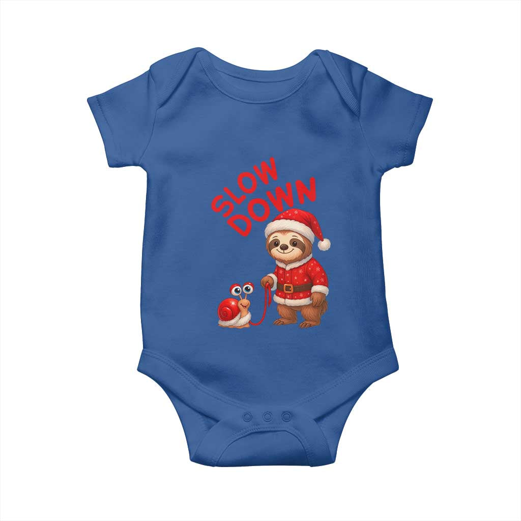 Funny Sloth Snail Christmas Baby Onesie Slow Down Xmas - Wonder Print Shop