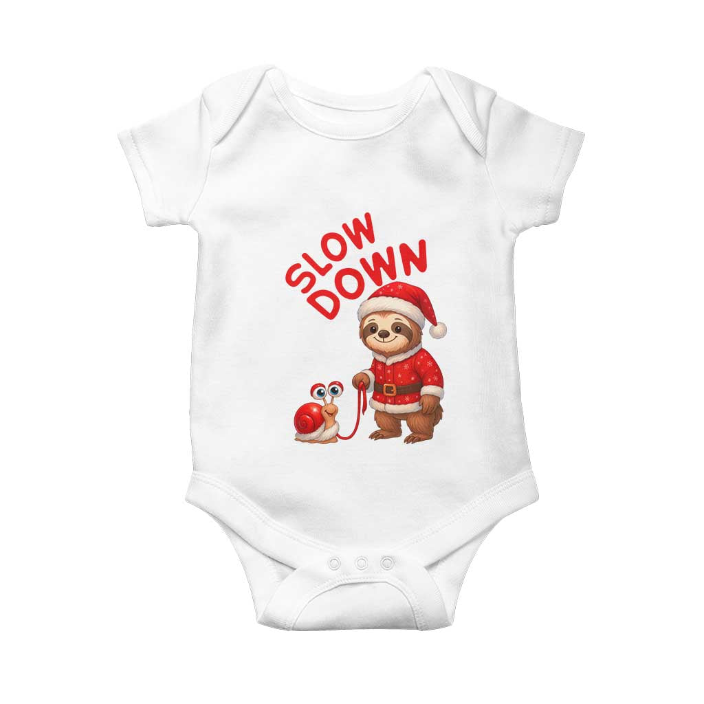 Funny Sloth Snail Christmas Baby Onesie Slow Down Xmas - Wonder Print Shop
