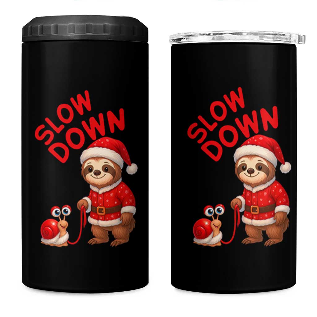 Funny Sloth Snail Christmas 4 in 1 Can Cooler Tumbler Slow Down Xmas - Wonder Print Shop