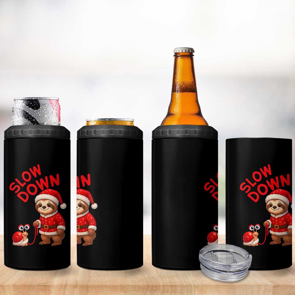 Funny Sloth Snail Christmas 4 in 1 Can Cooler Tumbler Slow Down Xmas - Wonder Print Shop