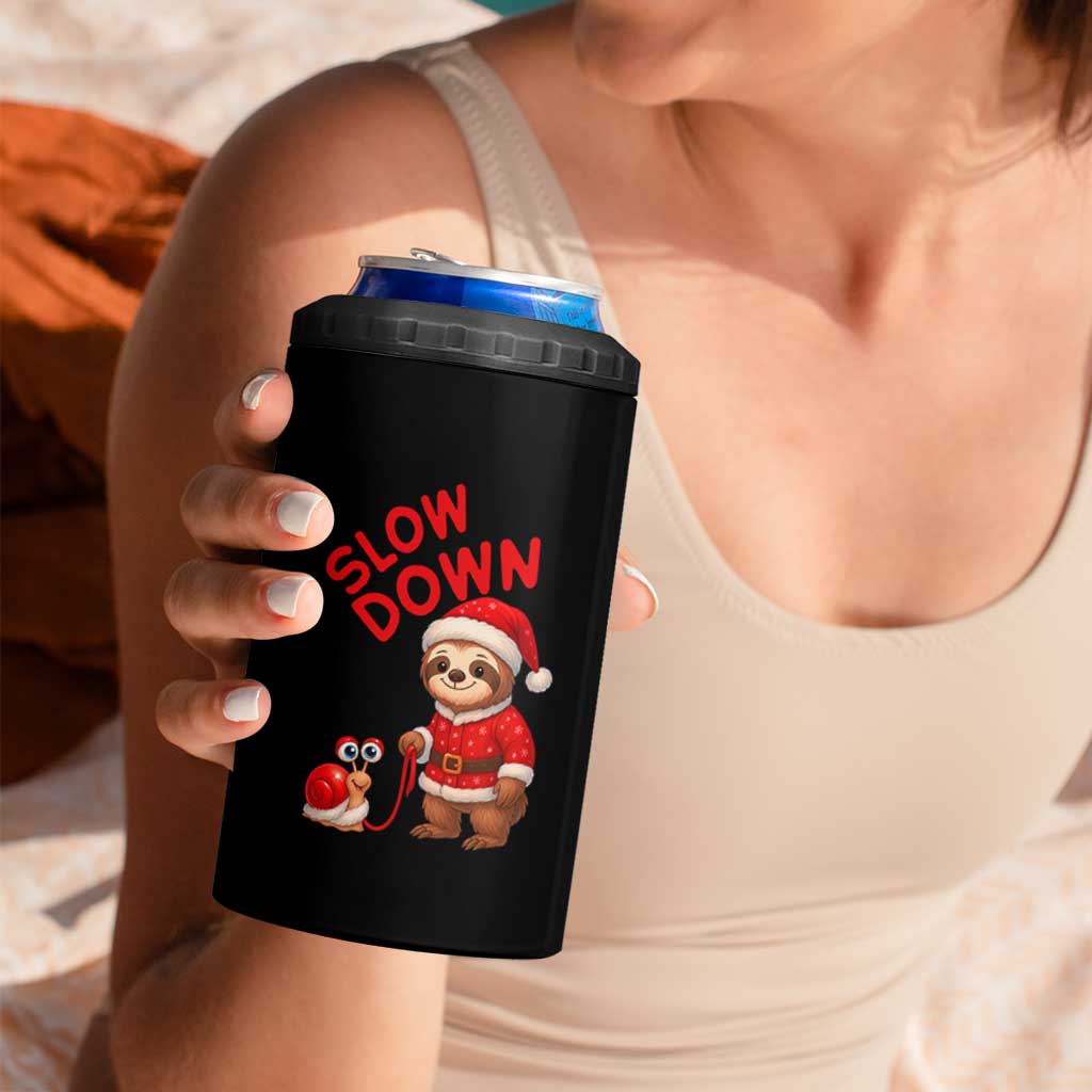 Funny Sloth Snail Christmas 4 in 1 Can Cooler Tumbler Slow Down Xmas - Wonder Print Shop