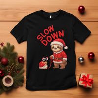 Funny Sloth Snail Christmas T Shirt Slow Down Xmas - Wonder Print Shop