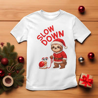 Funny Sloth Snail Christmas T Shirt Slow Down Xmas - Wonder Print Shop