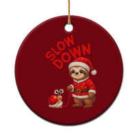 Funny Sloth Snail Christmas Ceramic Ornament Slow Down Xmas - Wonder Print Shop
