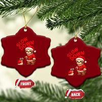 Funny Sloth Snail Christmas Ceramic Ornament Slow Down Xmas - Wonder Print Shop