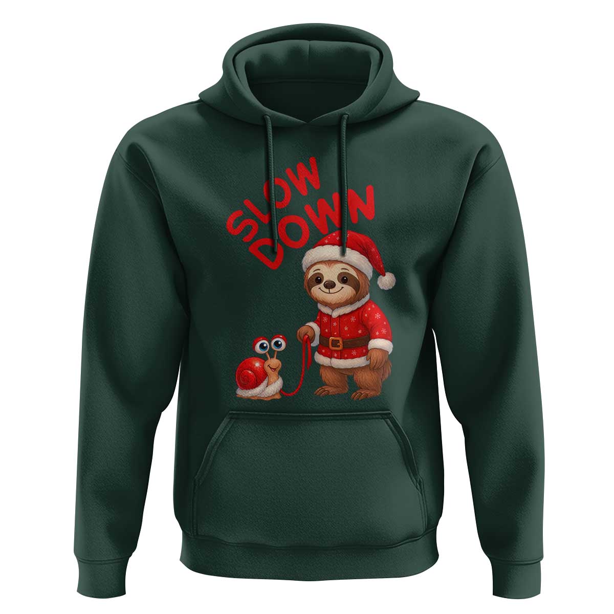 Funny Sloth Snail Christmas Hoodie Slow Down Xmas - Wonder Print Shop