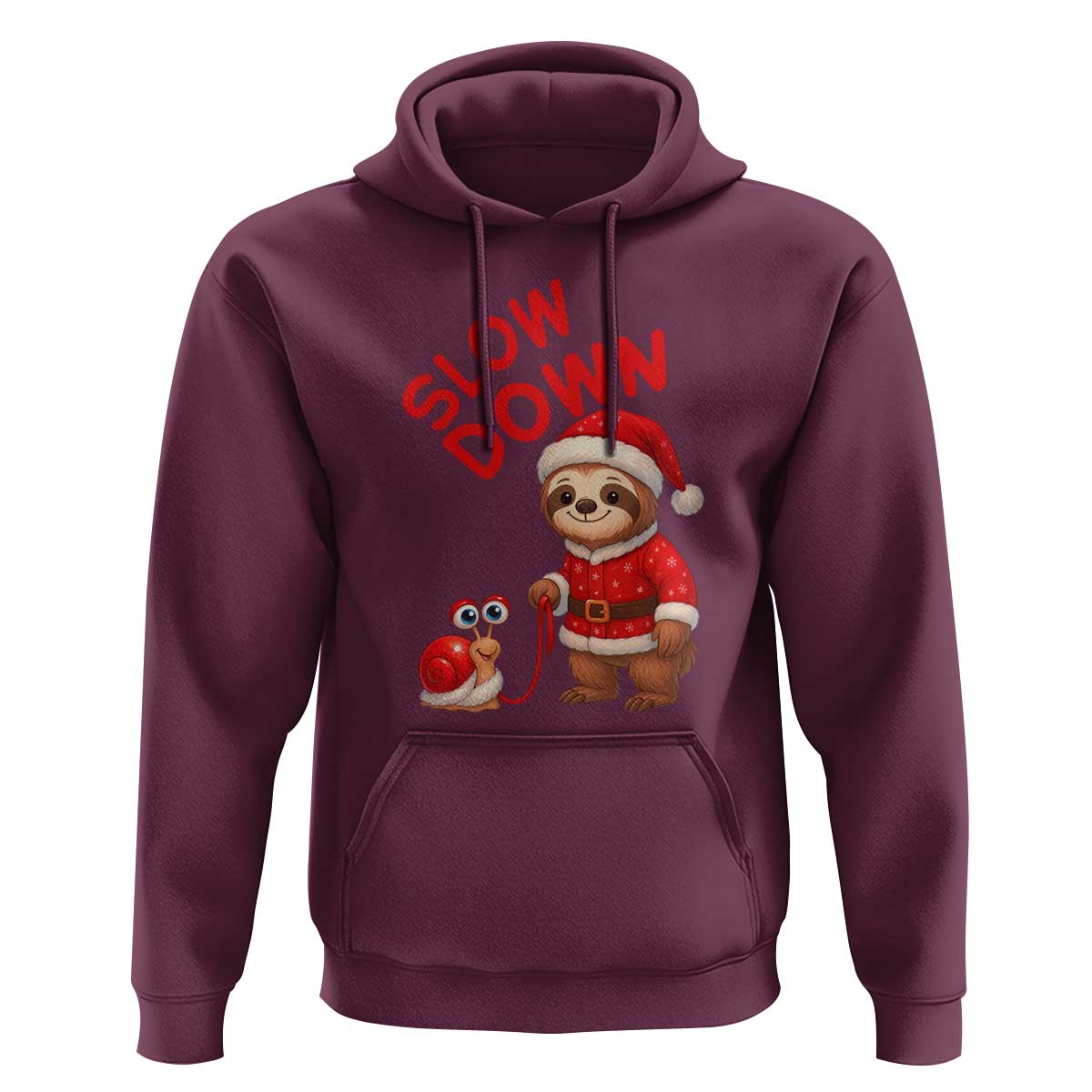 Funny Sloth Snail Christmas Hoodie Slow Down Xmas - Wonder Print Shop