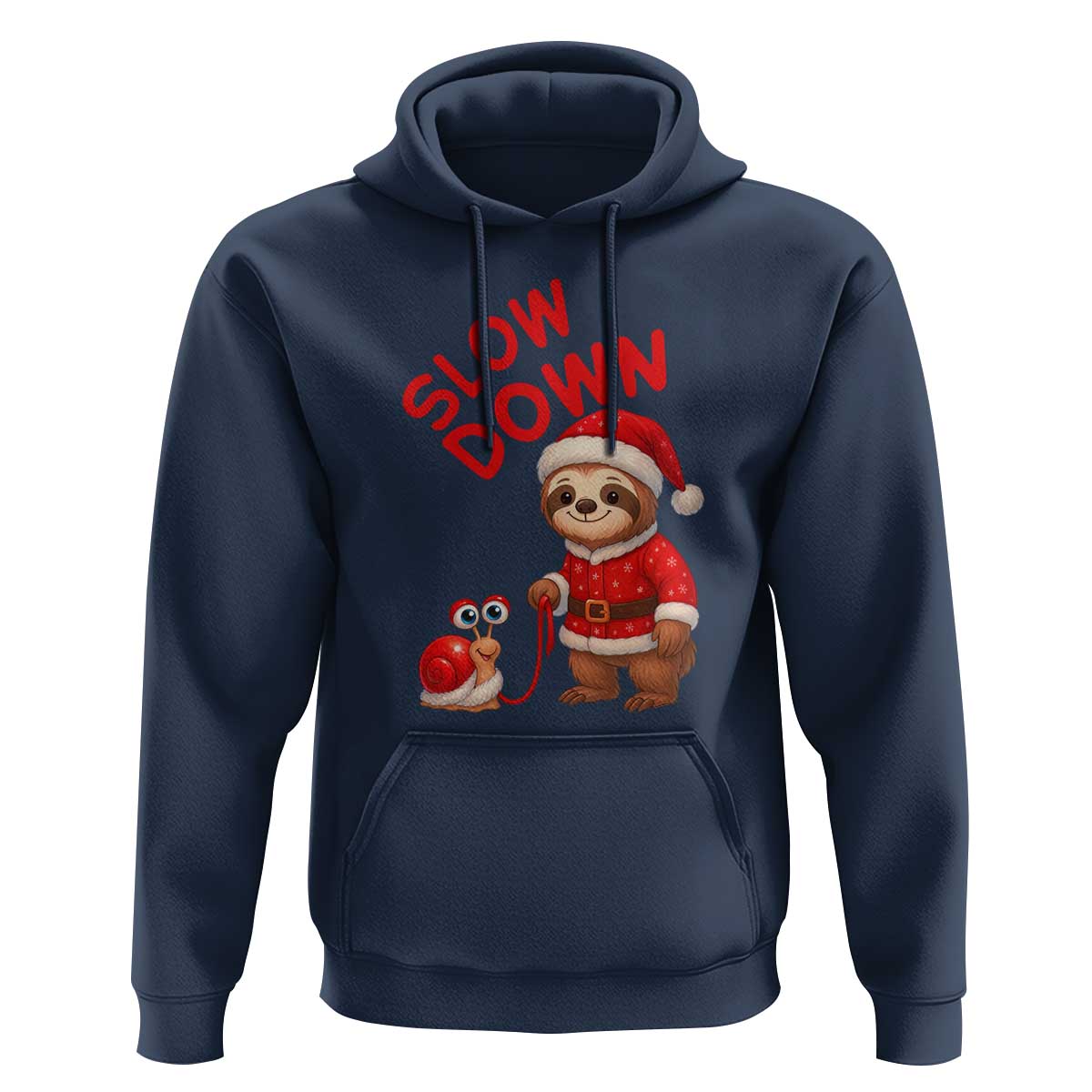 Funny Sloth Snail Christmas Hoodie Slow Down Xmas - Wonder Print Shop