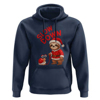 Funny Sloth Snail Christmas Hoodie Slow Down Xmas - Wonder Print Shop