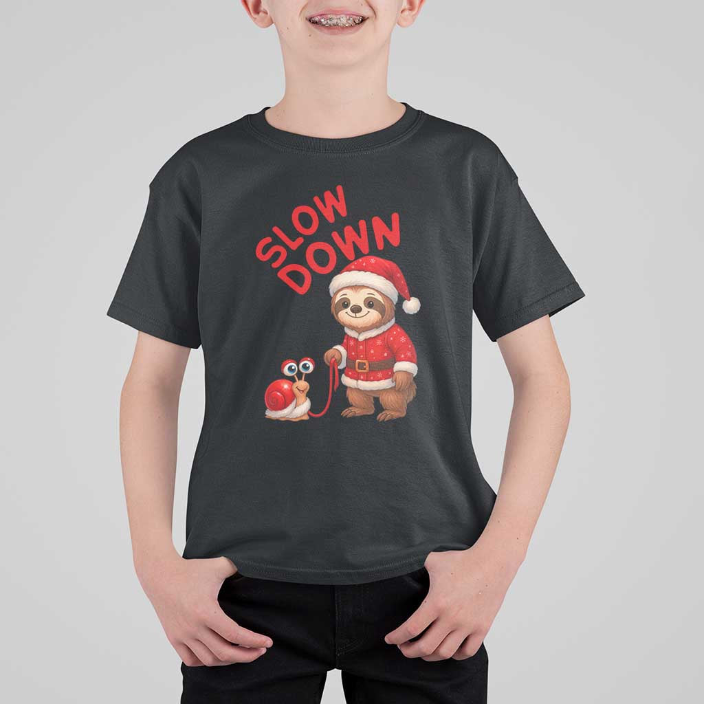 Funny Sloth Snail Christmas T Shirt For Kid Slow Down Xmas - Wonder Print Shop