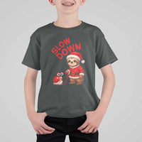 Funny Sloth Snail Christmas T Shirt For Kid Slow Down Xmas - Wonder Print Shop