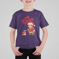 Funny Sloth Snail Christmas T Shirt For Kid Slow Down Xmas - Wonder Print Shop