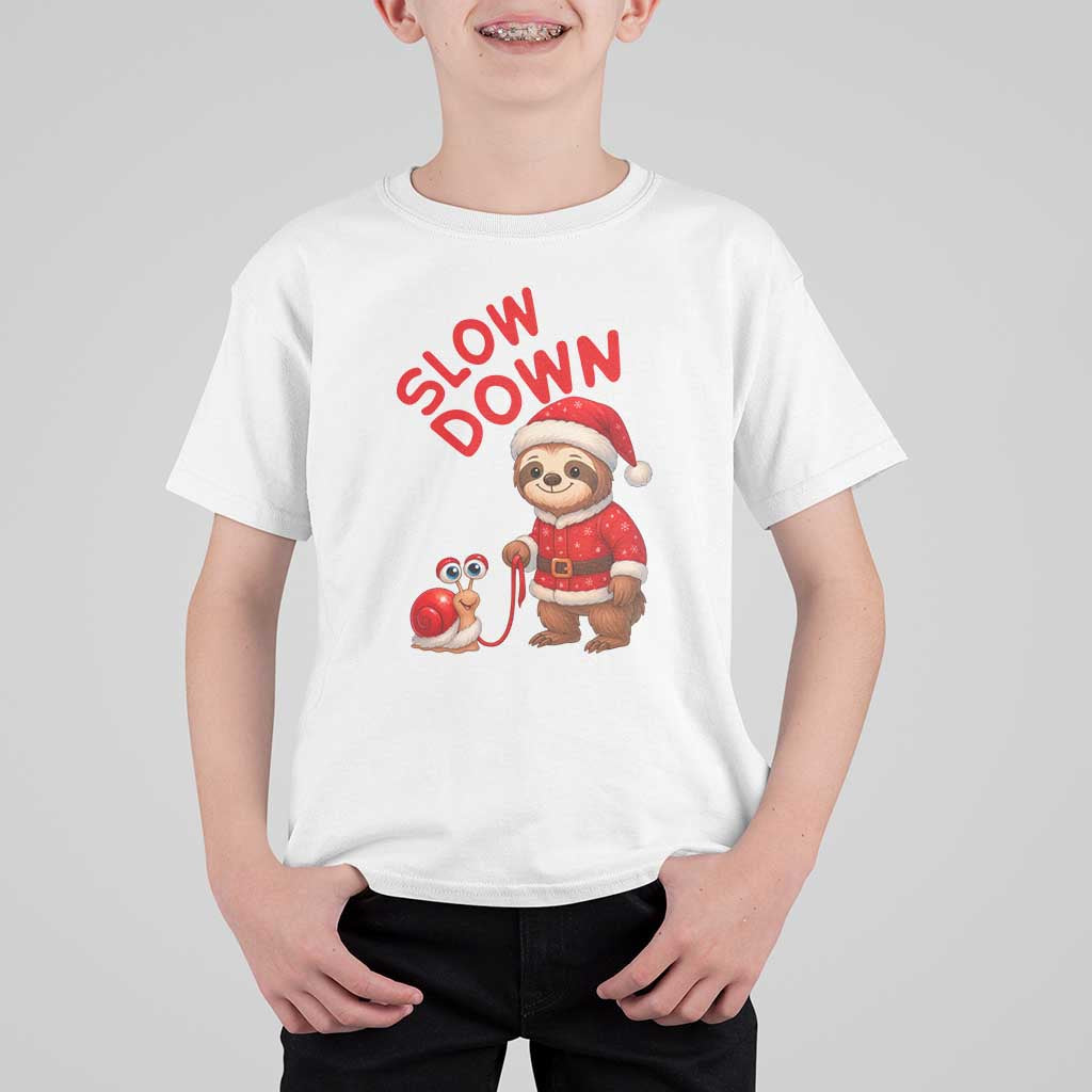 Funny Sloth Snail Christmas T Shirt For Kid Slow Down Xmas - Wonder Print Shop