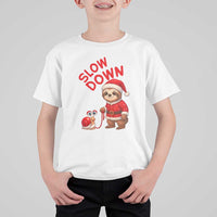 Funny Sloth Snail Christmas T Shirt For Kid Slow Down Xmas - Wonder Print Shop
