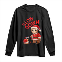 Funny Sloth Snail Christmas Long Sleeve Shirt Slow Down Xmas - Wonder Print Shop