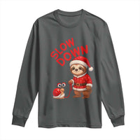 Funny Sloth Snail Christmas Long Sleeve Shirt Slow Down Xmas - Wonder Print Shop