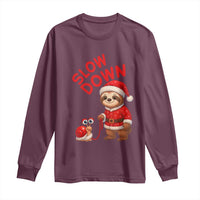 Funny Sloth Snail Christmas Long Sleeve Shirt Slow Down Xmas - Wonder Print Shop