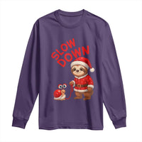 Funny Sloth Snail Christmas Long Sleeve Shirt Slow Down Xmas - Wonder Print Shop