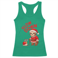 Funny Sloth Snail Christmas Racerback Tank Top Slow Down Xmas - Wonder Print Shop