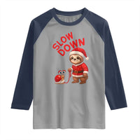 Funny Sloth Snail Christmas Raglan Shirt Slow Down Xmas - Wonder Print Shop