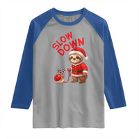 Funny Sloth Snail Christmas Raglan Shirt Slow Down Xmas - Wonder Print Shop