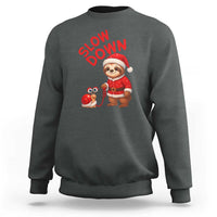 Funny Sloth Snail Christmas Sweatshirt Slow Down Xmas - Wonder Print Shop