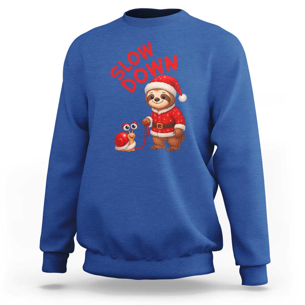 Funny Sloth Snail Christmas Sweatshirt Slow Down Xmas - Wonder Print Shop