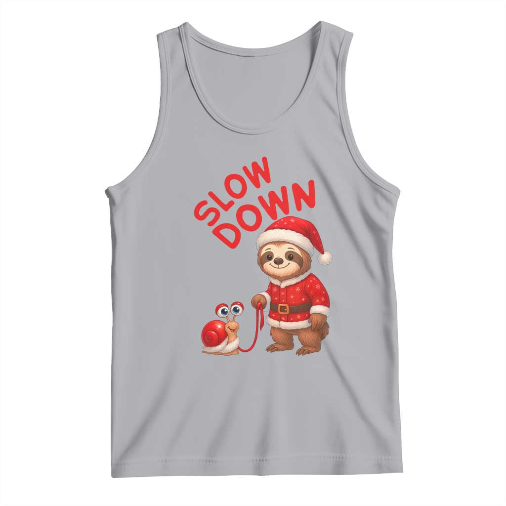 Funny Sloth Snail Christmas Tank Top Slow Down Xmas - Wonder Print Shop