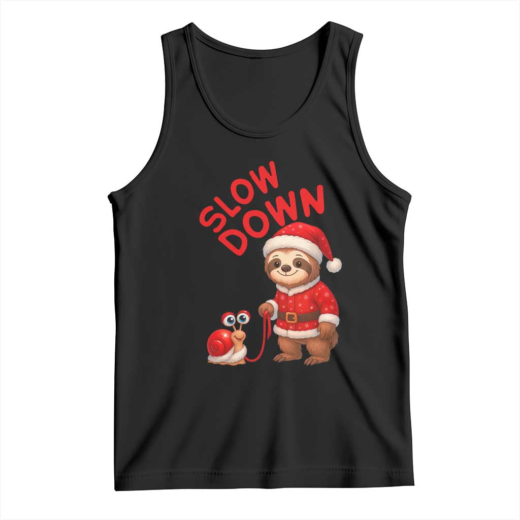 Funny Sloth Snail Christmas Tank Top Slow Down Xmas - Wonder Print Shop