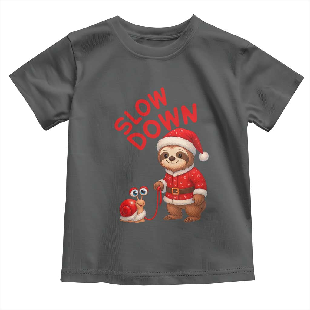 Funny Sloth Snail Christmas Toddler T Shirt Slow Down Xmas - Wonder Print Shop