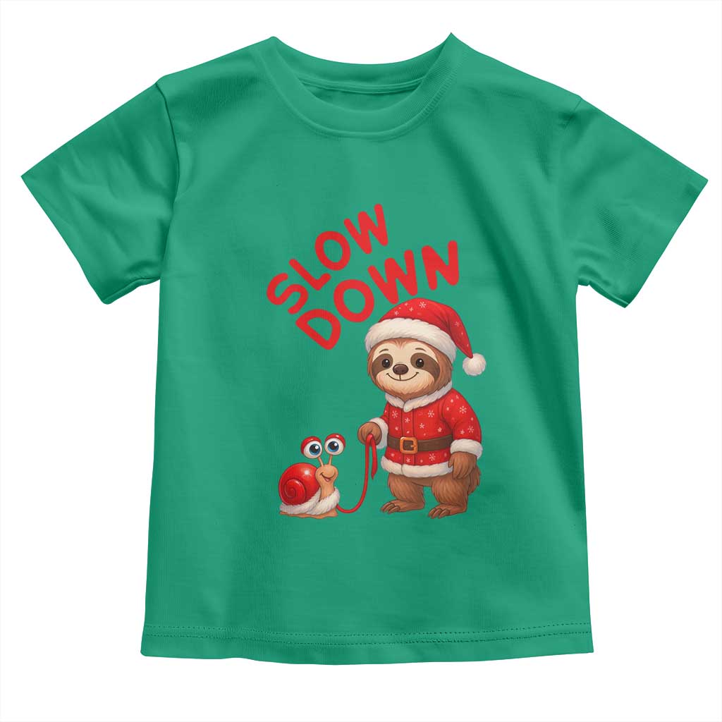 Funny Sloth Snail Christmas Toddler T Shirt Slow Down Xmas - Wonder Print Shop