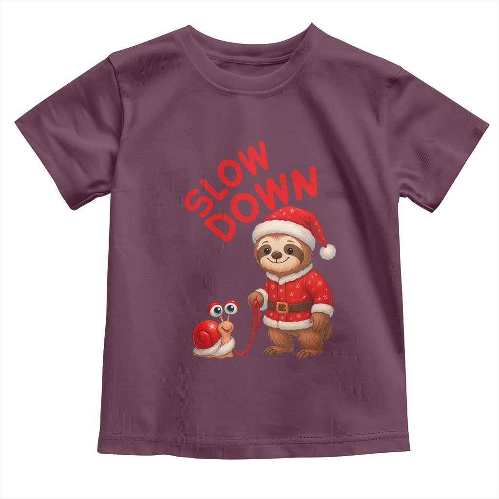 Funny Sloth Snail Christmas Toddler T Shirt Slow Down Xmas - Wonder Print Shop