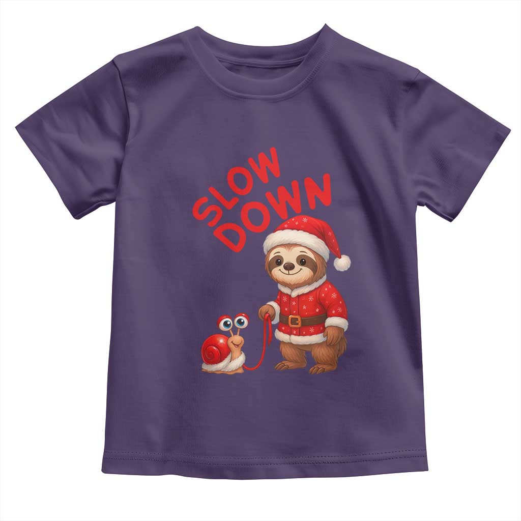 Funny Sloth Snail Christmas Toddler T Shirt Slow Down Xmas - Wonder Print Shop