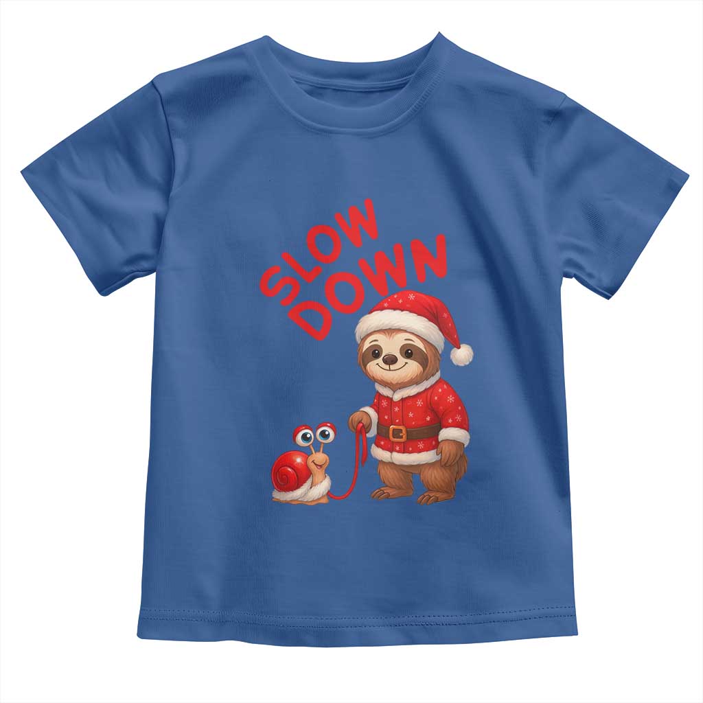 Funny Sloth Snail Christmas Toddler T Shirt Slow Down Xmas - Wonder Print Shop