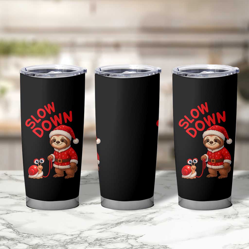 Funny Sloth Snail Christmas Tumbler Cup Slow Down Xmas - Wonder Print Shop