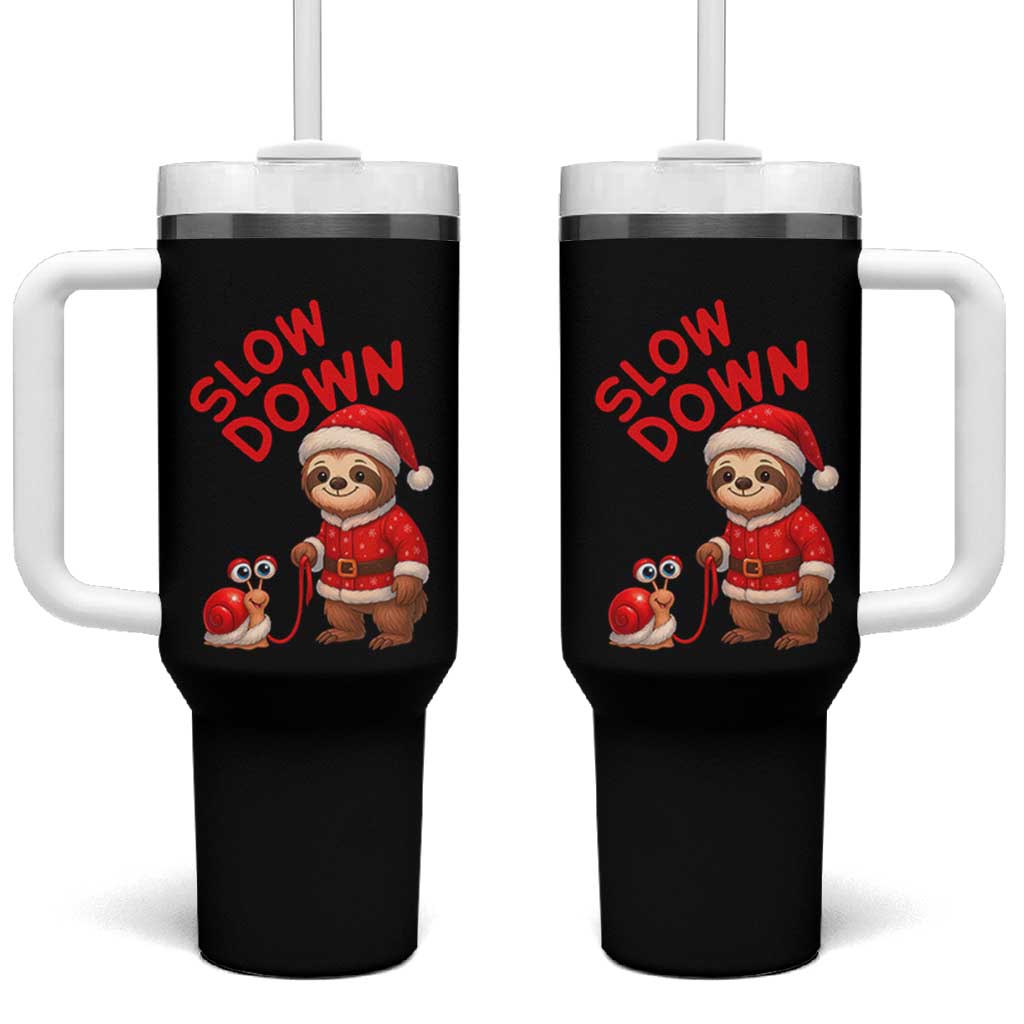 Funny Sloth Snail Christmas Tumbler With Handle Slow Down Xmas - Wonder Print Shop