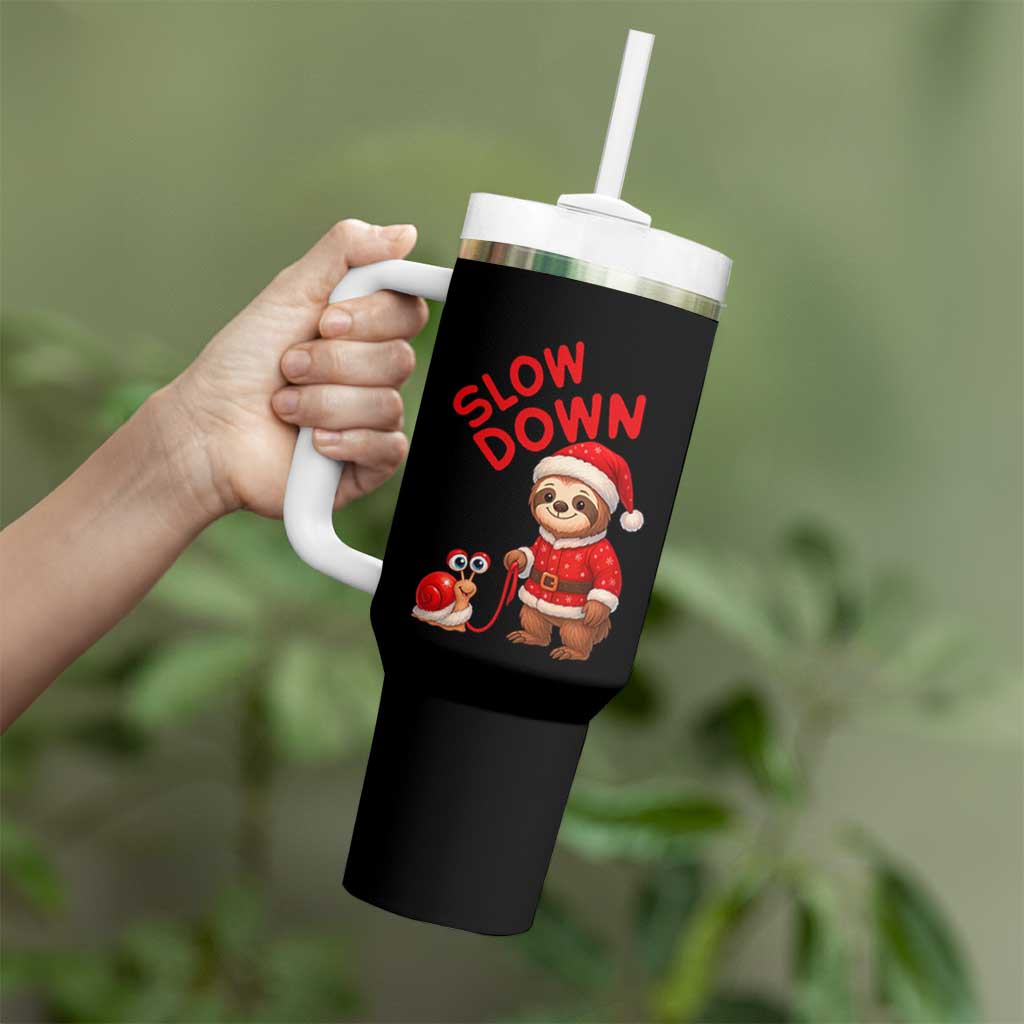 Funny Sloth Snail Christmas Tumbler With Handle Slow Down Xmas - Wonder Print Shop