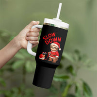 Funny Sloth Snail Christmas Tumbler With Handle Slow Down Xmas - Wonder Print Shop