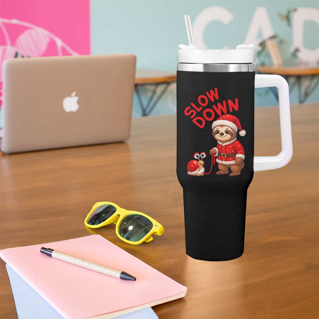Funny Sloth Snail Christmas Tumbler With Handle Slow Down Xmas - Wonder Print Shop