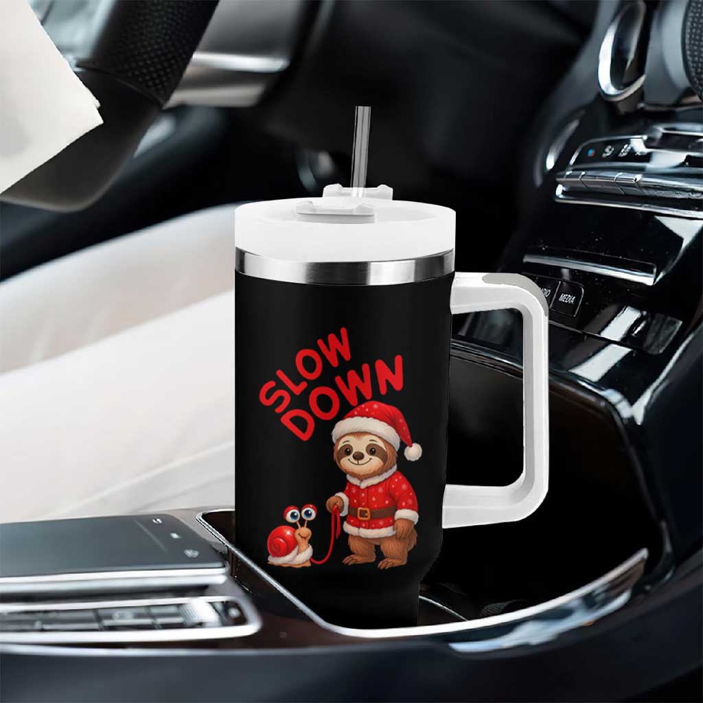 Funny Sloth Snail Christmas Tumbler With Handle Slow Down Xmas - Wonder Print Shop