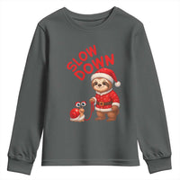 Funny Sloth Snail Christmas Youth Sweatshirt Slow Down Xmas - Wonder Print Shop